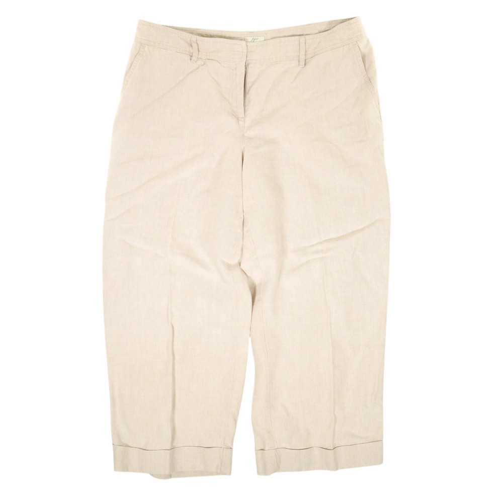 J.Jill Crop Pants Wide Leg Linen Beige Breathable Beach Summer Women 14